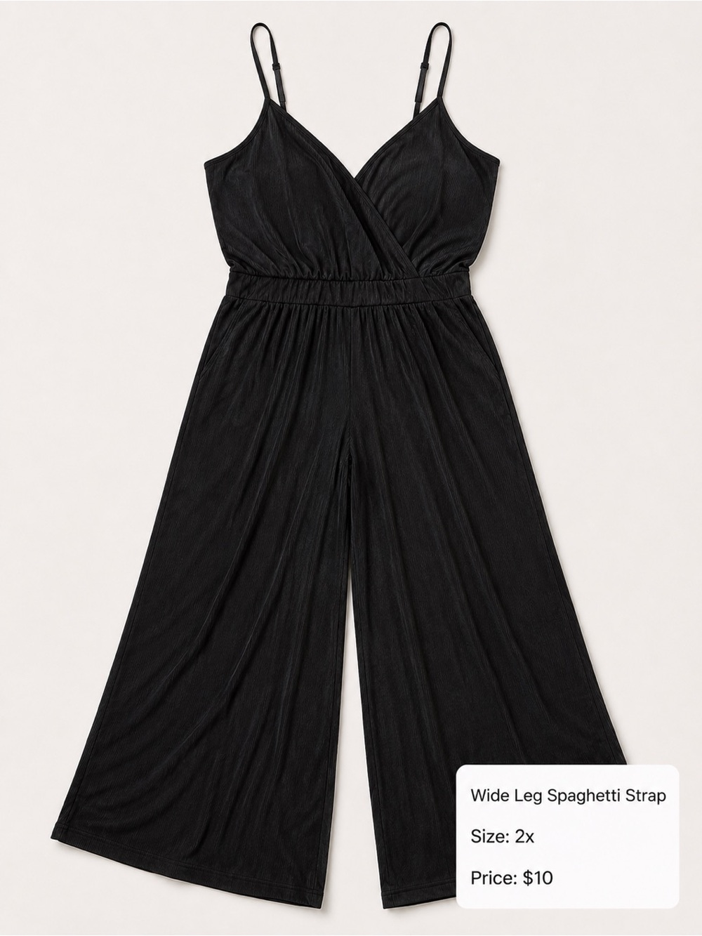 Black Wide-Leg Spaghetti Strap Jumpsuit